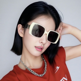 白边太阳镜女2025新款黑色超大框高级感遮阳墨镜圆脸明星显瘦眼镜