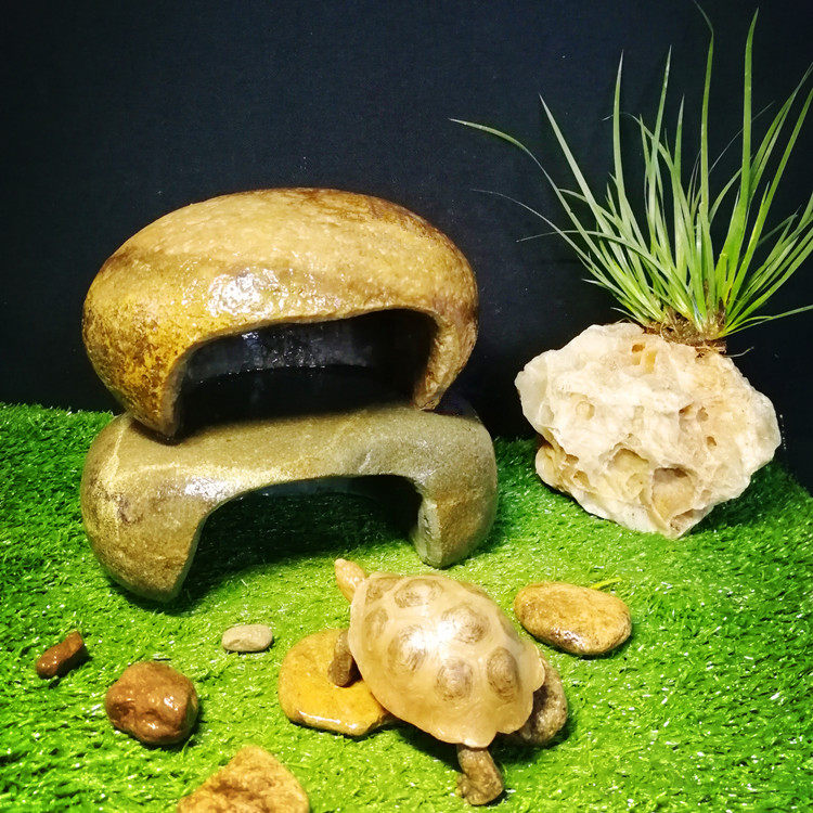 慈鲷鱼虾躲避屋 乌龟洞穴真石头沉底蜥蜴守宫爬宠蛇爬坡造景晒台