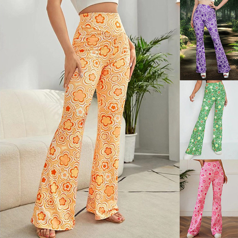 2025 printed home  casual flared pants 休闲裤喇叭裤