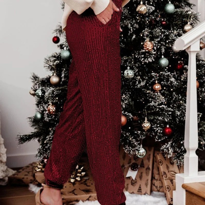 2025 Spliced Rubber Leg Shining Pants