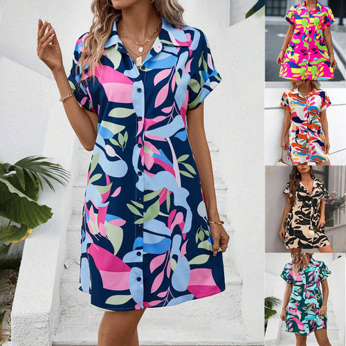 2025 lace patchwork casual versatile printed dress