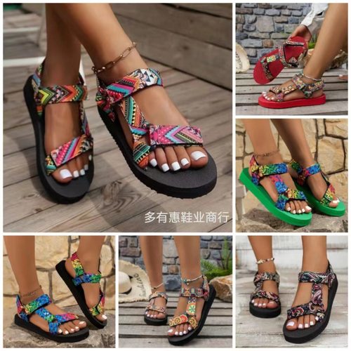 2025 flat bottomed round toe beach sandals