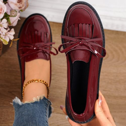 2025 patent leather bow casual shoes