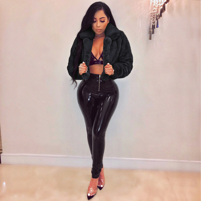 Loose faux fur cardigan short jacket fluff coat 绒毛外套