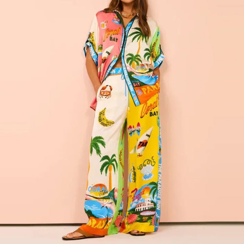 2025 Printed Color blocked Leisure Fashion Set