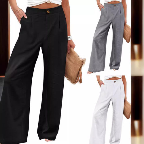 Women's high waisted pants, elastic waisted casual pants