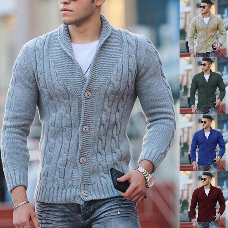 2025 men's stand up collar knitted cardigan jacket