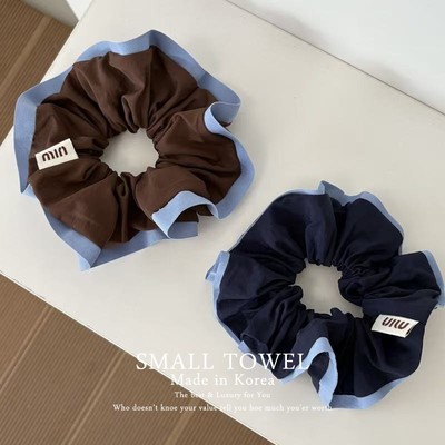 韩国东大门进口高级法式min拼色大肠发圈马尾皮筋丸子头发绳发饰