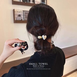 爱心珍珠发圈扎马尾橡皮筋丸子头发绳头饰 韩国东大门进口高级法式