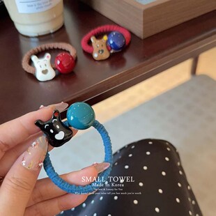 韩国东大门进口秋冬美拉德色狗狗圆球发圈马尾皮筋丸子头发绳发饰