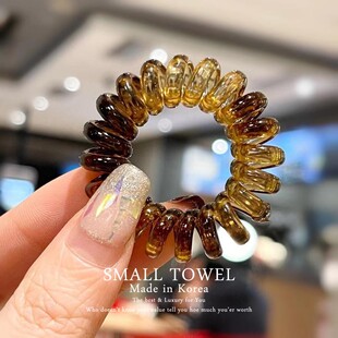 咖色透明电话线发圈扎头发绳无痕发饰 韩国东大门进口简约基础款