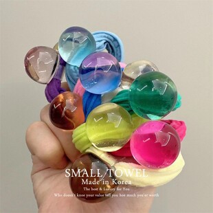 韩国东大门nyu透明果冻彩色圆球球发圈高弹力丸子头绳橡皮筋头饰