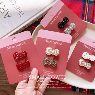 韩国东大门进口儿童宝宝小蝴蝶结对夹侧边夹刘海碎发夹发卡子头饰