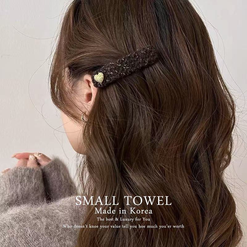 韩国进口高级法式小香风毛呢爱心bb夹侧边夹刘海碎发夹发卡子头饰