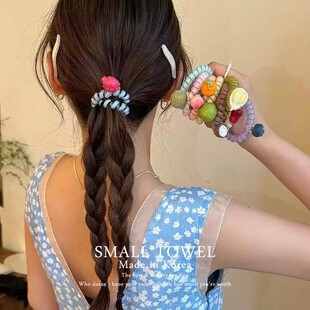 少女水果彩色桃子电话线发圈马尾皮筋丸子头发绳头饰 韩国进口夏季