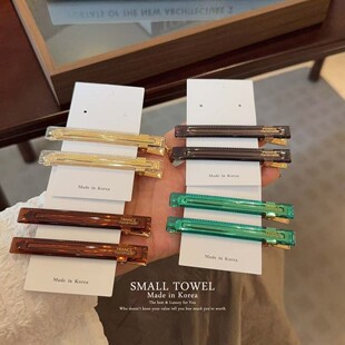 韩国进口高级法式 果冻透明小金标侧边夹刘海发夹一字夹发卡子头饰