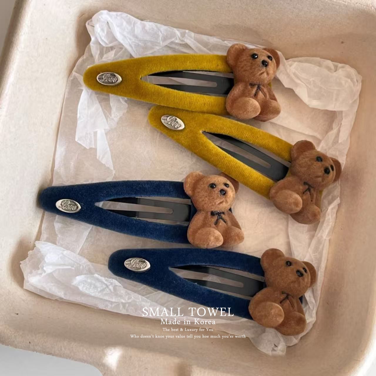 韩国进口秋冬新款nyu丝绒小熊bb夹侧边夹刘海碎发夹发卡少女头饰