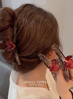 韩国东大门高级红色果冻爱心茶色大号鲨鱼夹后脑勺发夹抓夹发卡子