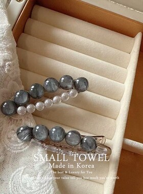 韩国东大门进口法式高级灰色珍珠水钻侧边夹刘海碎发夹发卡子头饰