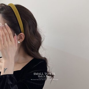 韩国东大门进口秋冬新款 高级复古彩色植绒高颅顶发箍头箍发卡头饰