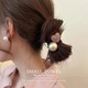 粉色珍珠minmin发圈皮筋头绳碎发夹发卡bb夹头饰 韩国进口高级法式