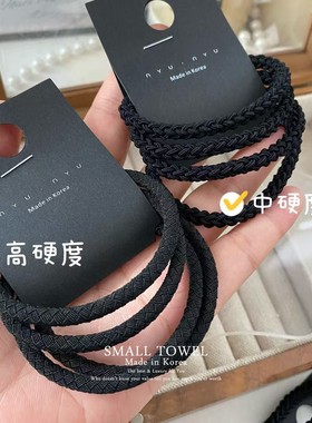 韩国东大门进口nyu结实耐用黑色麻花基础皮筋高马尾发圈扎头发绳