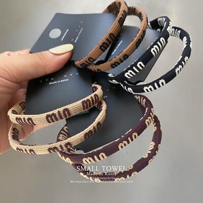 韩国秋冬新款黑咖色加粗基础款min字母发圈皮筋马尾头绳发绳头饰