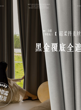 灰色窗帘全遮光2024新款高级感卧室轻奢客厅加厚丝绒防晒挂钩式布