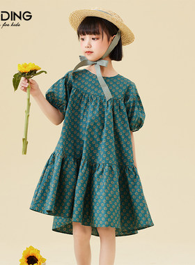 淘町女童连衣裙休闲夏泡泡袖裙子