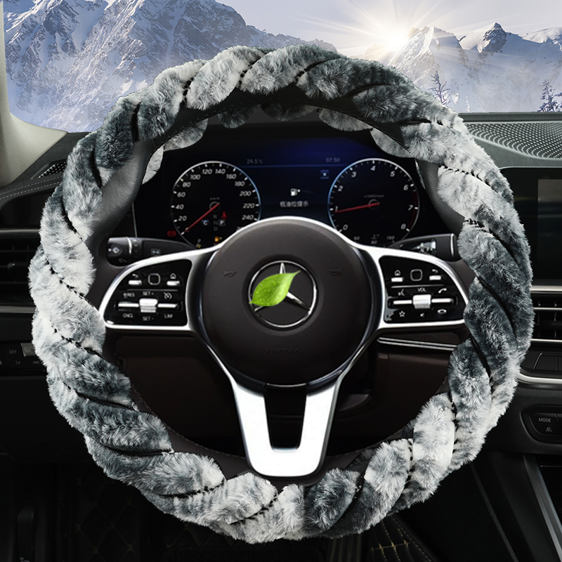 奔驰冬季毛绒汽车方向盘套