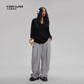 CBXLAB街舞潮牌 女欧美复古街头爵士舞休闲裤 飘逸裤 灰色嘻哈长裤