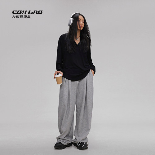 CBXLAB街舞潮牌灰色嘻哈休闲裤