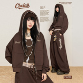 帽衫 甜酷辣妹长袖 嘻哈垂坠运动裤 CBXLAB街舞潮牌秋冬复古格纹套装