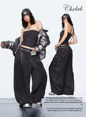 CBXLAB街舞潮牌复古游牧风辣妹套装性感抽绳抹胸复古重工休闲裤潮