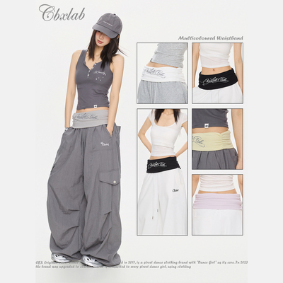 CBXLAB街舞潮牌哥特式翻腰手写烫珠腰搭千禧辣妹细闪印花柔软配饰