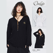 CBXLAB街舞潮牌慵懒简约亲肤高弹V领长袖 爵士辣妹老钱风跳舞上衣