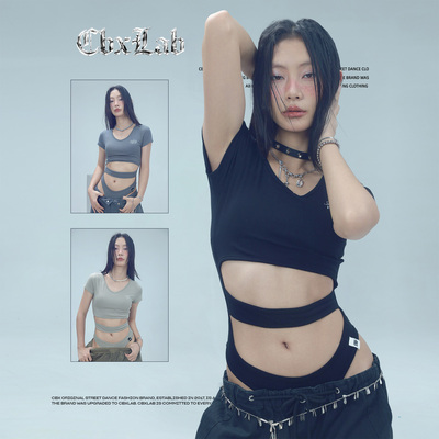 CBXLAB街舞潮牌【心动专区】性感连体镂空爵士辣妹泳衣短袖上衣