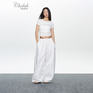 简约慵懒休闲裤 纯欲抒情辣妹运动裤 潮 白月光长裤 CBXLAB街舞潮牌