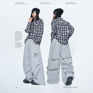 街头宽松跳舞伞兵休闲裤 CBXLAB街舞潮牌花灰嘻哈数字印花美式 长裤