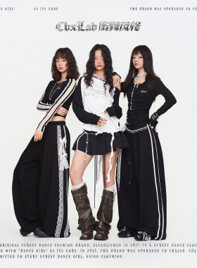 CBXLAB街舞潮牌颓靡暗黑系列超飒辣妹秋冬上衣美式复古运动长裤潮