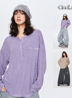 CBXLAB街舞潮牌极简爵士慵懒老钱风长袖嘻哈美式街头亨利领罩衫潮