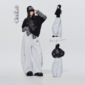 嘻哈休闲裤 CBXLAB街舞潮牌花灰色oversize基础简约运动长裤 美式 潮