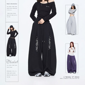 CBXLAB街舞潮牌液态烫银2026春季 休闲长裤 运动裤 嘻哈辣妹跳舞A版