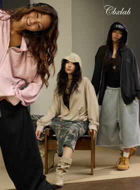 CBXLAB街舞潮牌kpop韩系辣妹秋季羊毛慵懒外套爵士甜酷连帽长袖女