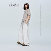 街头简约运动裤 CBXLAB街舞潮牌白灰高级感墨染渐变嘻哈长裤 美式 潮