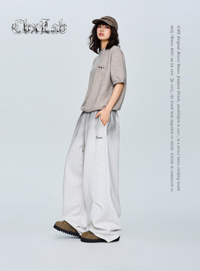 CBXLAB街舞潮牌白灰高级感墨染渐变嘻哈长裤美式街头简约运动裤潮