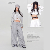 秋冬下摆破洞嘻哈卫衣废土风露脐长袖 CBXLAB街舞潮牌 小黄同款