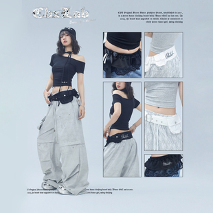 辣妹跳舞饰品配饰 腰搭美式 CBXLAB街舞潮牌蕾丝工装 口袋金属扣个性