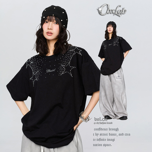 高街辣妹短袖 CBXLAB街舞潮牌 嘻哈T恤美式 2026春季 潮 双肩流星雨