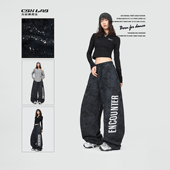 复古休闲裤 CBXLAB街舞潮牌秋冬废土细闪嘻哈运动裤 爵士辣妹长裤